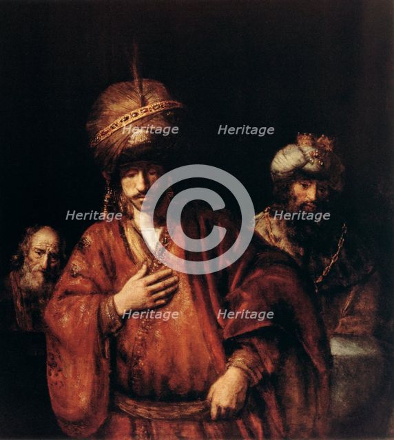 'Haman Recognizes His Fate', c1665. Artist: Rembrandt Harmensz van Rijn    