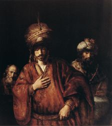 Haman Recognizes His Fate c1665. Artist: Rembrandt Harmensz van Rijn