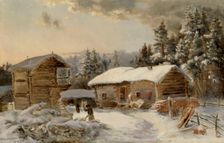 Hämäläinen farmhouse, copy after Hjalmar Munsterhjelm. Creator: Aukusti Uotila