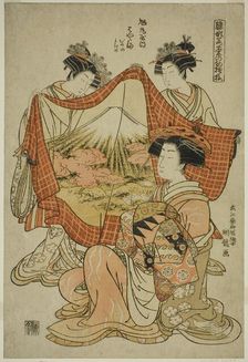 Hamaya of the Asahimaruya, from the series "Models for Fashion: New Designs as..., c. 1778/80. Creator: Isoda Koryusai
