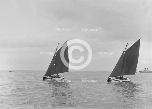 Hamble River Class dinghies racing close-hauled, 1921. Creator: Kirk & Sons of Cowes.