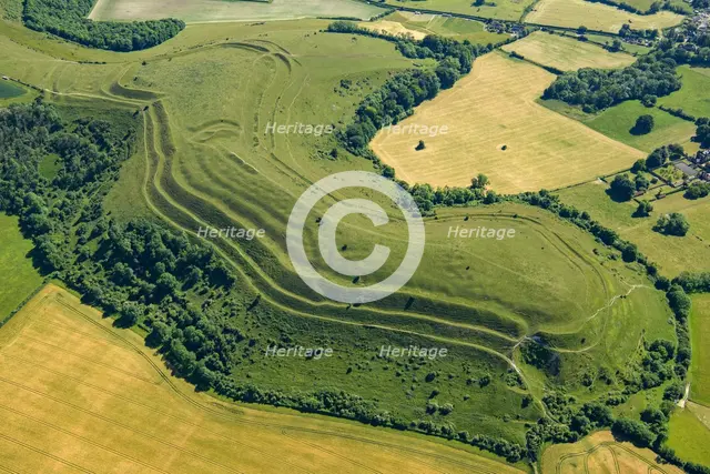 Hambledon Hill, an Iron Age multivallate hillfort earthwork, Child Okeford, Dorset, 2022. Creator: Damian Grady.