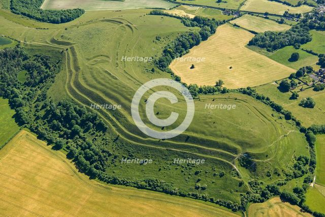 Hambledon Hill, an Iron Age multivallate hillfort earthwork, Child Okeford, Dorset, 2022. Creator: Damian Grady.