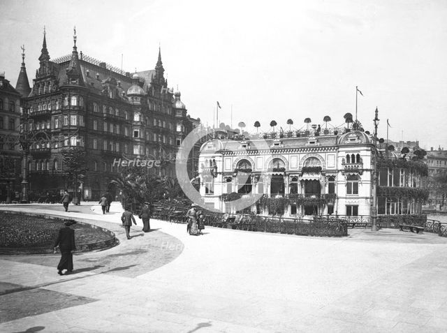 Hamburg. Alster-Pavillion and Hotel Hamburger, 1904. Creator: Unknown.