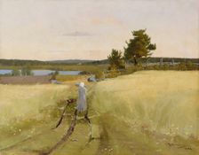 Haminalahti, Farmer's Wife on the Cartway, 1900. Creator: Sigfrid August Keinanen