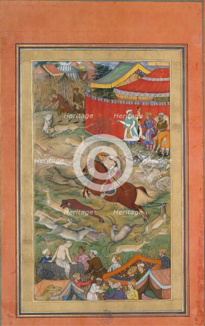 Hamid Bhakari Punished by Akbar, Folio from an Akbarnama, ca. 1604. Creator: Manohar.