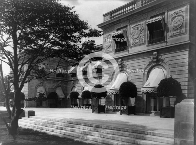 Hamilton Rice Home in Newport, Rhode Island, exterior view showing potted..., between 1917 and 1927. Creator: Frances Benjamin Johnston.