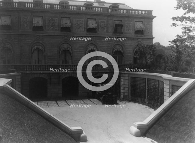 Hamilton Rice Home in Newport, Rhode Island, exterior view showing garage..., between 1917 and 1927. Creator: Frances Benjamin Johnston.