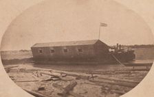 Hamilton's Floating Battery Moored at the End of Sullivan's Island the Night Before ..., April 1861. Creator: Attributed to Alma A. Pelot