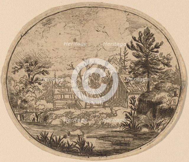 Hamlet at the Bank of a River, probably c. 1645/1656. Creator: Allart van Everdingen.