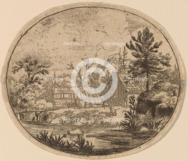 Hamlet at the Bank of a River, probably c. 1645/1656. Creator: Allart van Everdingen.