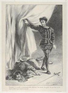 Hamlet and the Corpse of Polonius, 1835., 1835. Creator: Eugene Delacroix