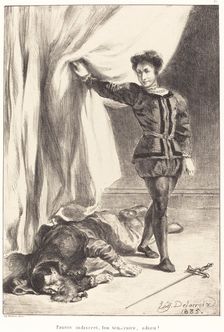 Hamlet and the Body of Polonius (Act III, Scene IV), 1835. Creator: Eugene Delacroix