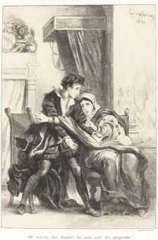 Hamlet and the Queen (Act III, Scene IV), 1834. Creator: Eugene Delacroix