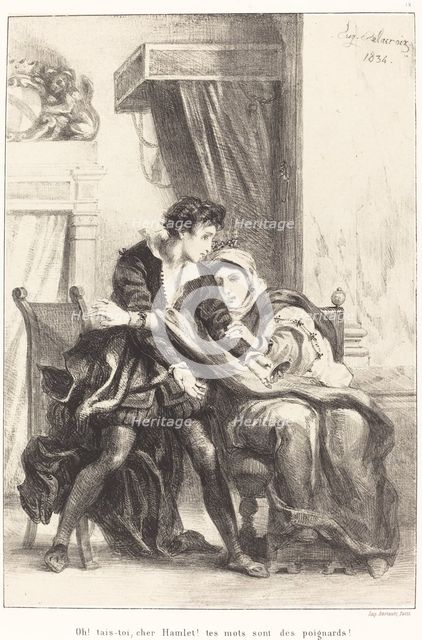 Hamlet and the Queen (Act III, Scene IV), 1834. Creator: Eugene Delacroix.