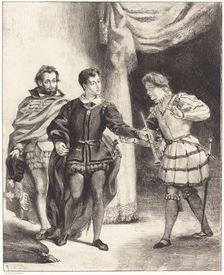 Hamlet and Guildenstern (Act III, Scene II), 1834/1843. Creator: Eugene Delacroix