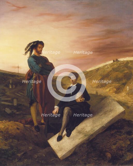 Hamlet and Horatio at the Cemetery, 1835. Creator: Eugene Delacroix.