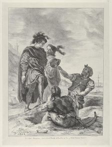Hamlet and Horatio before The Gravediggers, 1843., 1843. Creator: Eugene Delacroix