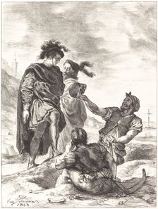 Hamlet and Horatio before the Gravediggers (Act V, Scene I), 1843. Creator: Eugene Delacroix