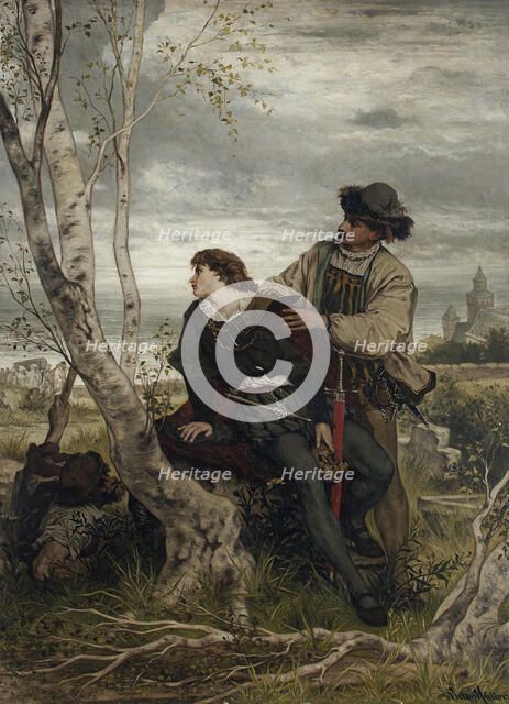 Hamlet and Horatio in the Churchyard, 1868. Creator: Victor Muller.