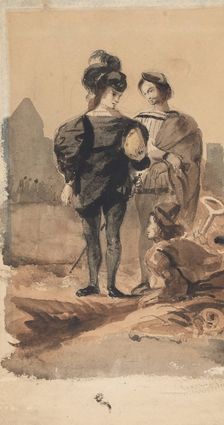 Hamlet and Horatio in the Graveyard, 1827-28. Creator: Eugene Delacroix
