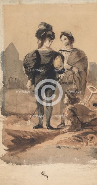 Hamlet and Horatio in the Graveyard, 1827-28. Creator: Eugene Delacroix.