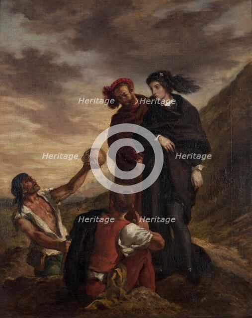 Hamlet and Horatio in the Graveyard. Artist: Delacroix, Eugène (1798-1863)