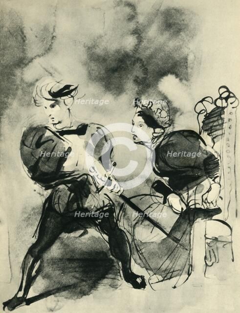 Hamlet and Polonius, c1830s, 1943. Creator: Eugene Delacroix.