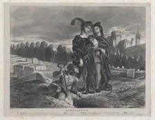 Hamlet Contemplating Yorick’s Skull, 1828., 1828. Creator: Eugene Delacroix