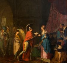 Hamlet Delivering a Letter Written by Himself to the Queen of Scotland, 1776. Creator: Nicolai Abraham Abildgaard