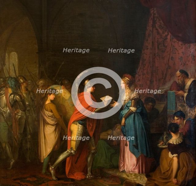 Hamlet Delivering a Letter Written by Himself to the Queen of Scotland, 1776. Creator: Nicolai Abraham Abildgaard.