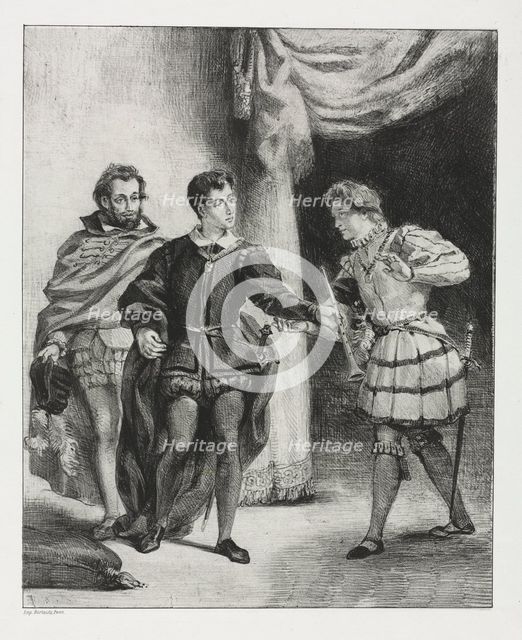 Hamlet: Hamlet and Guildenstern, 1834. Creator: Eugène Delacroix (French, 1798-1863).