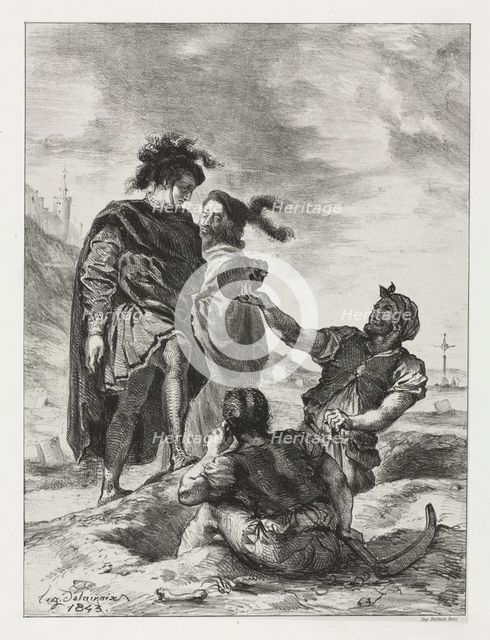 Hamlet: Hamlet and Horatio with the Grave Diggers, 1843. Creator: Eugène Delacroix (French, 1798-1863).