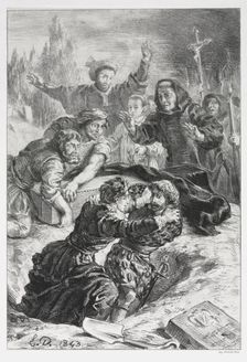 Hamlet: Hamlet and Laertes in the Grave of Ophelia, 1843. Creator: Eugène Delacroix (French, 1798-1863)