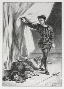 Hamlet: Hamlet and the Corpse of Polonius, 1835. Creator: Eugène Delacroix (French, 1798-1863)