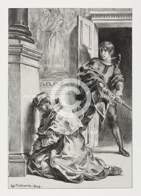 Hamlet: Hamlet Attempts to Kill the King, 1843. Creator: Eugène Delacroix (French, 1798-1863).