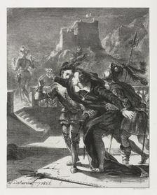 Hamlet: Hamlet Rushes to Follow the Ghost of his Father, 1835. Creator: Eugène Delacroix (French, 1798-1863)