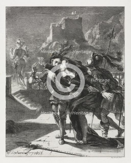 Hamlet: Hamlet Rushes to Follow the Ghost of his Father, 1835. Creator: Eugène Delacroix (French, 1798-1863).