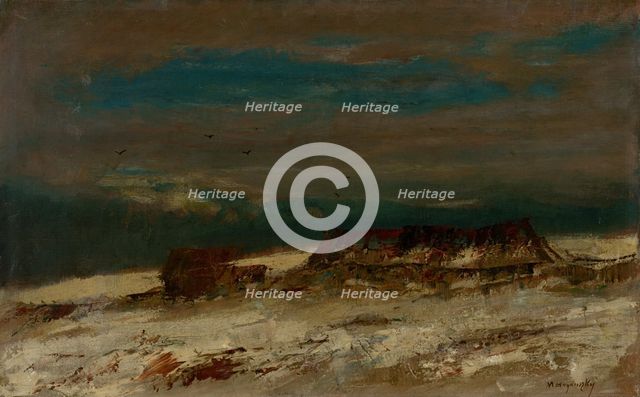 Hamlet in a Winter Landscape, 1890-1900. Creator: Ladislav Mednyanszky.