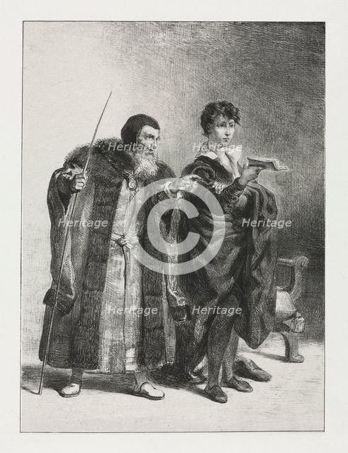 Hamlet: Polonius and Hamlet, 1834. Creator: Eugène Delacroix (French, 1798-1863).