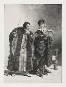 Hamlet: Polonius and Hamlet, 1834. Creator: Eugène Delacroix (French, 1798-1863)