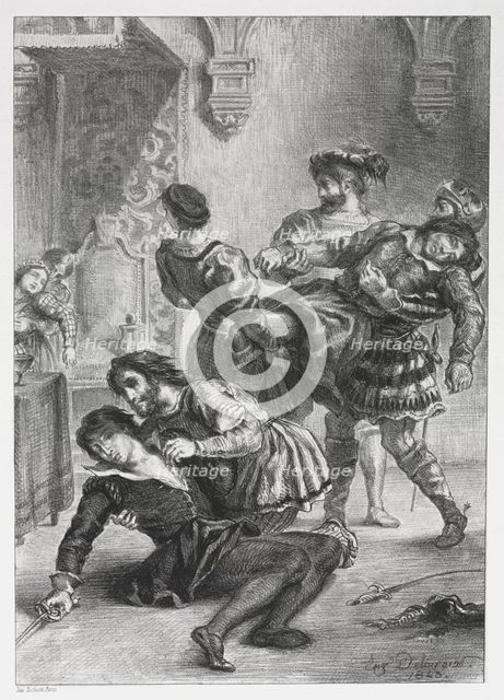 Hamlet: The Death of Hamlet, 1843. Creator: Eugène Delacroix (French, 1798-1863).