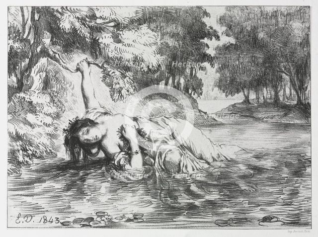 Hamlet: The Death of Ophelia, 1843. Creator: Eugène Delacroix (French, 1798-1863).