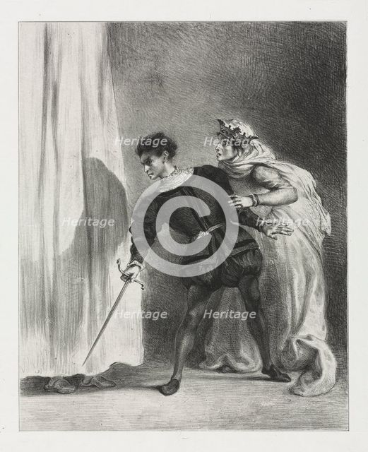 Hamlet: The Murder of Polonius, 1834. Creator: Eugène Delacroix (French, 1798-1863).