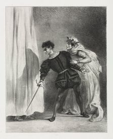 Hamlet: The Murder of Polonius, 1834. Creator: Eugène Delacroix (French, 1798-1863)