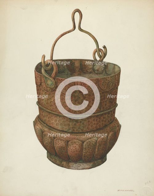 Hammered-Copper Bucket, 1938. Creator: William Kieckhofel.