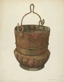 Hammered-Copper Bucket, 1938. Creator: William Kieckhofel
