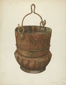 Hammered-Copper Bucket, 1938. Creator: William Kieckhofel