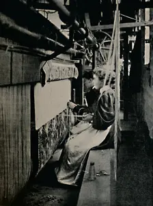 Hammersmith Carpet Weaving at Merton Abbey Works . Creator: Unknown