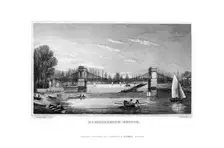 Hammersmith Bridge, Hammersmith, London, 1829.Artist: J Rogers